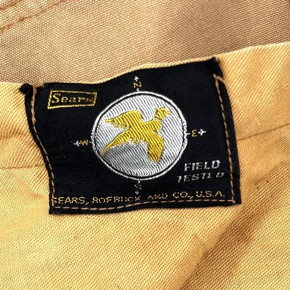 Vintage Sears Field Jacket Canvas Corduroy Collar Button Front Workwear Tan Sz M - Picture 2 of 16